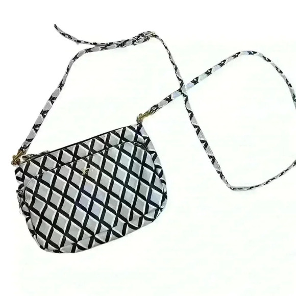 Scout Handbags - Scout Hepburn Diamond Crossbody Bag w/ Detachable Strap - Blue, Black + White